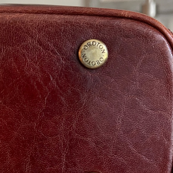 Oroton Brown Cowhide Satchel/Hobo Bag - Picture 10 of 12